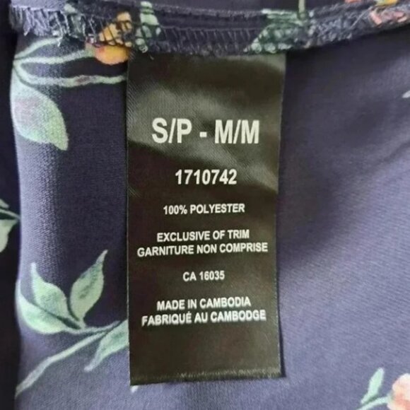 Tahari navy blue floral lightweight kimono style top size S/M NWT - Picture 13 of 16